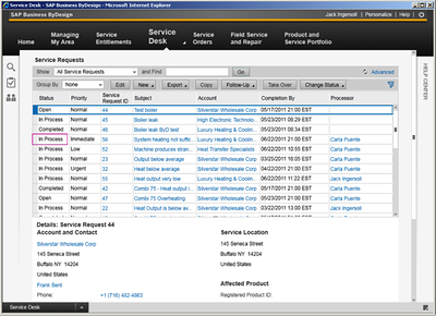 SAP Business ByDesign Screenshot
