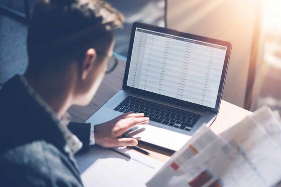 Reviewing SAP Business One data on a laptop